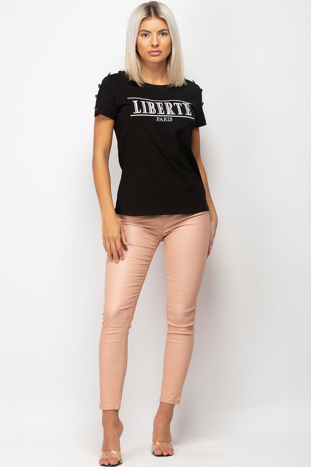 Black Liberte Paris Embroidery T Shirt Balmain Inspired