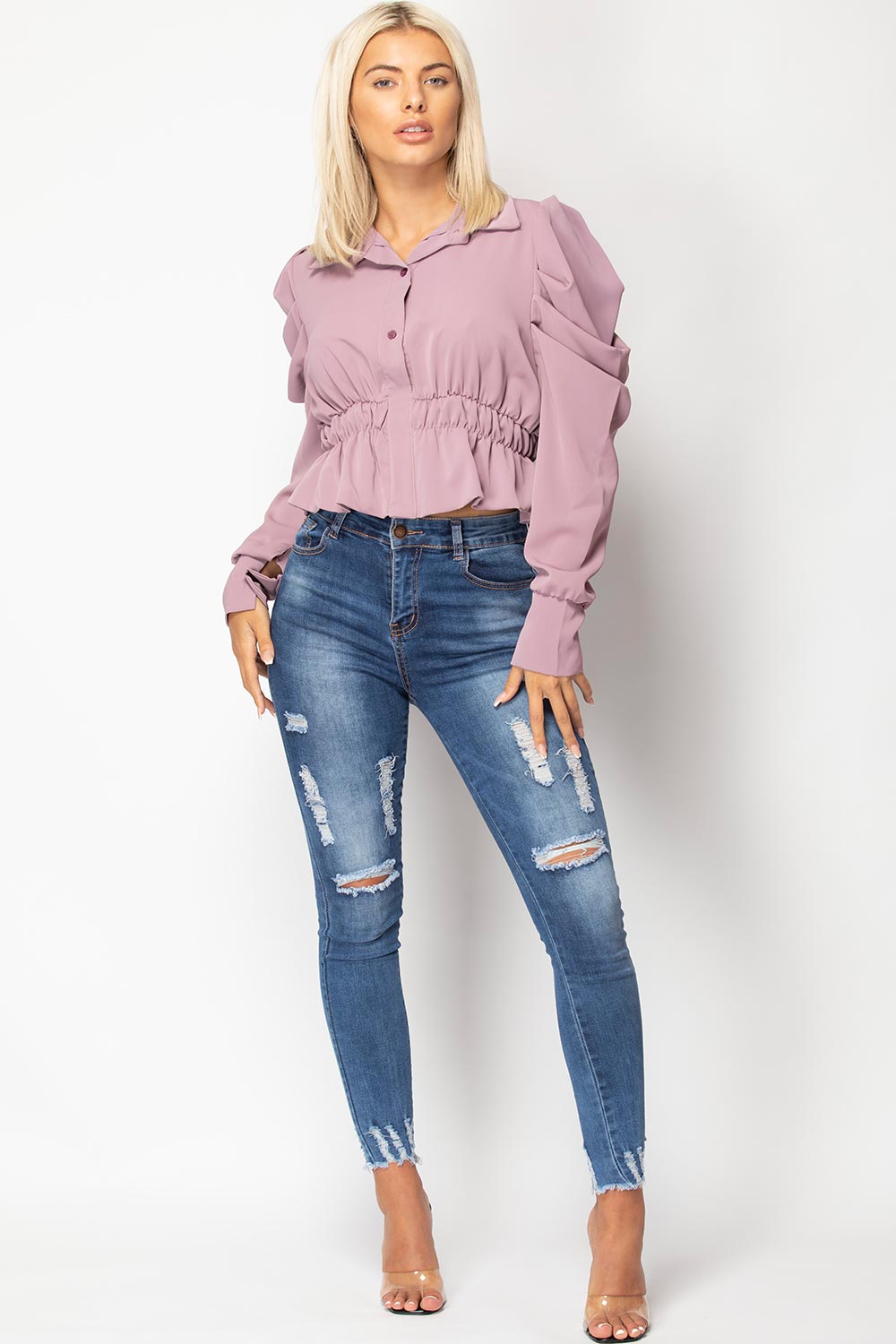 lilac puff sleeve top