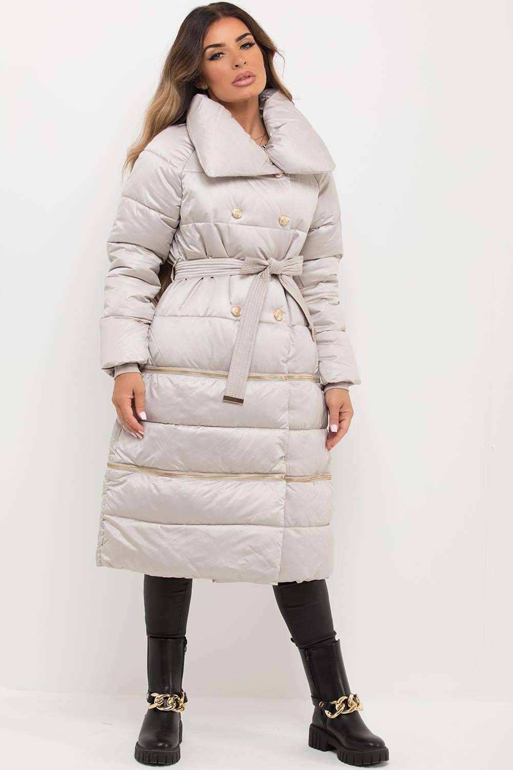 long padded duvet coat womens