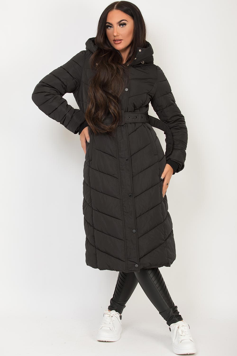 womens long puffer padded jacket