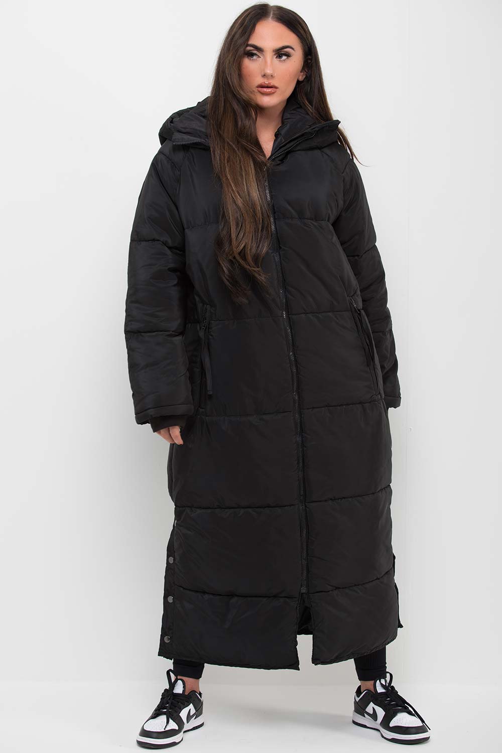womens longline puffer coat