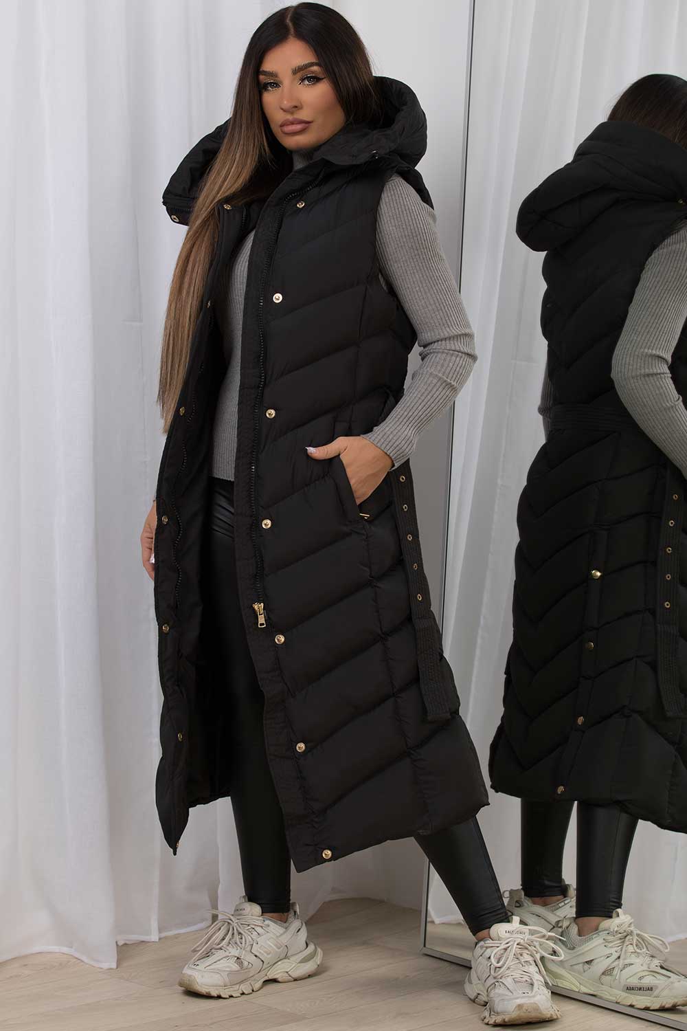 long black gilet womens