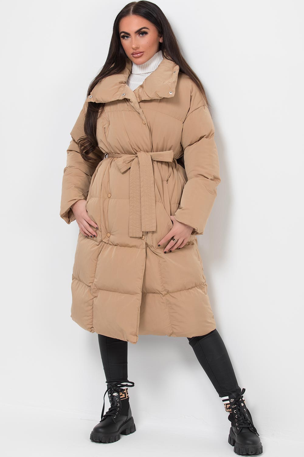 duvet coat with belt