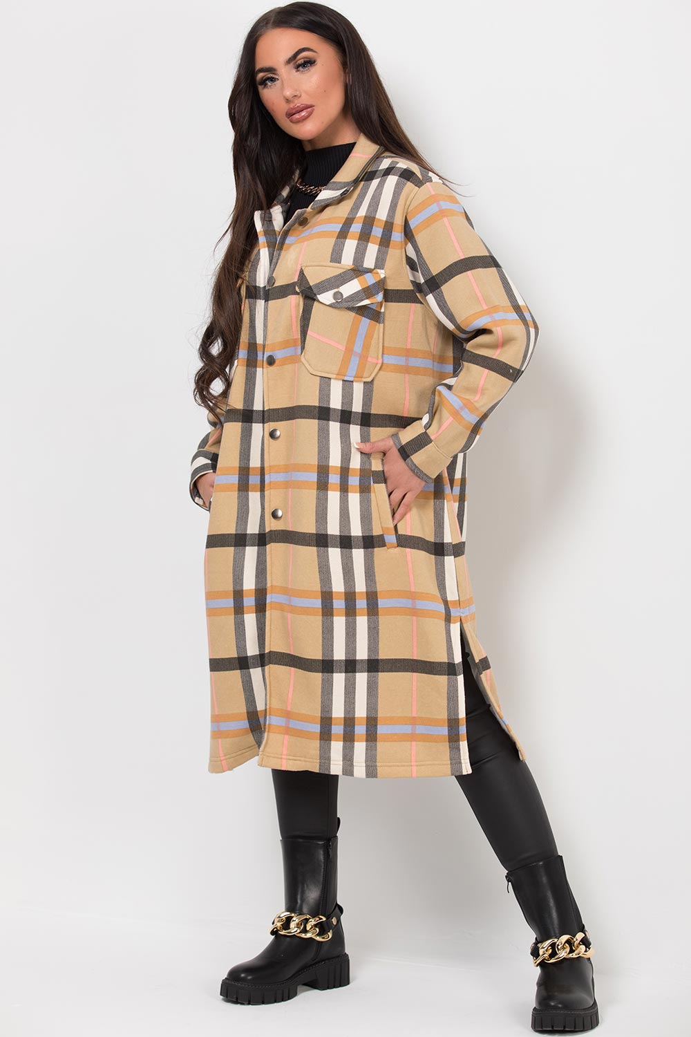 longline check shacket