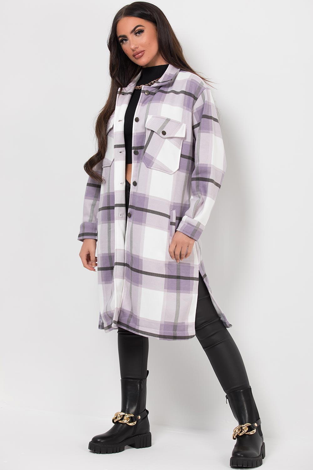 long shacket womens purple