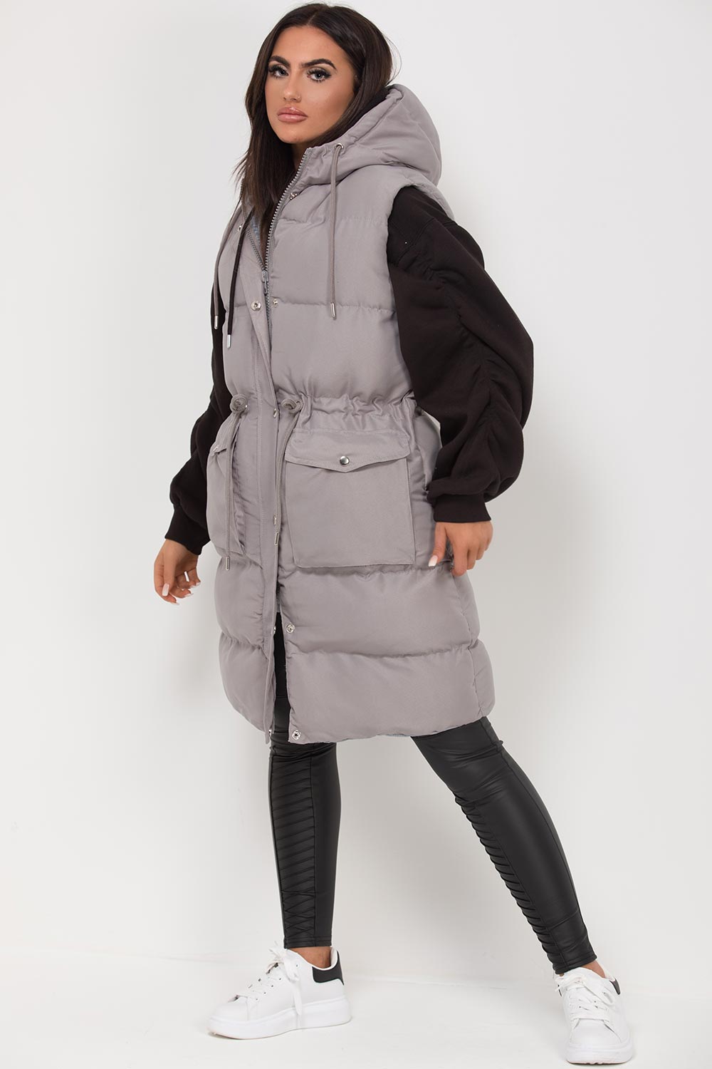 grey womens gilet longline