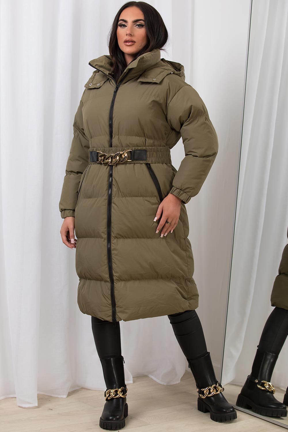 womens long padded puffer jacket