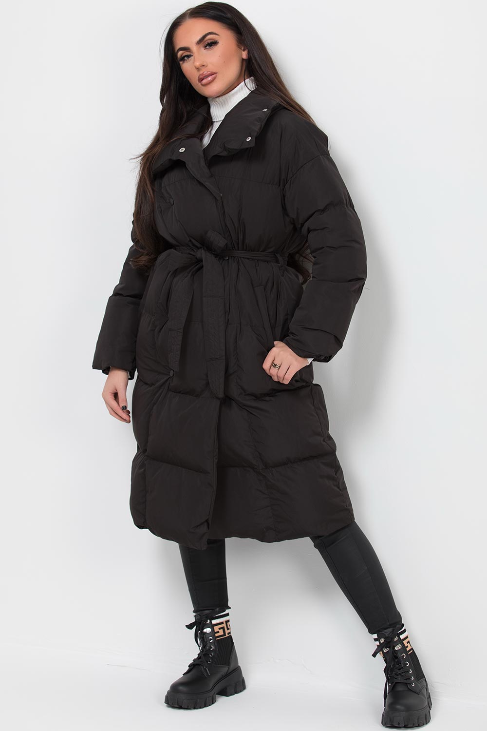 long padded down coat womens