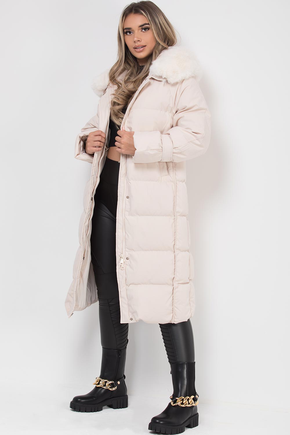 longline puffer duvet coat womens
