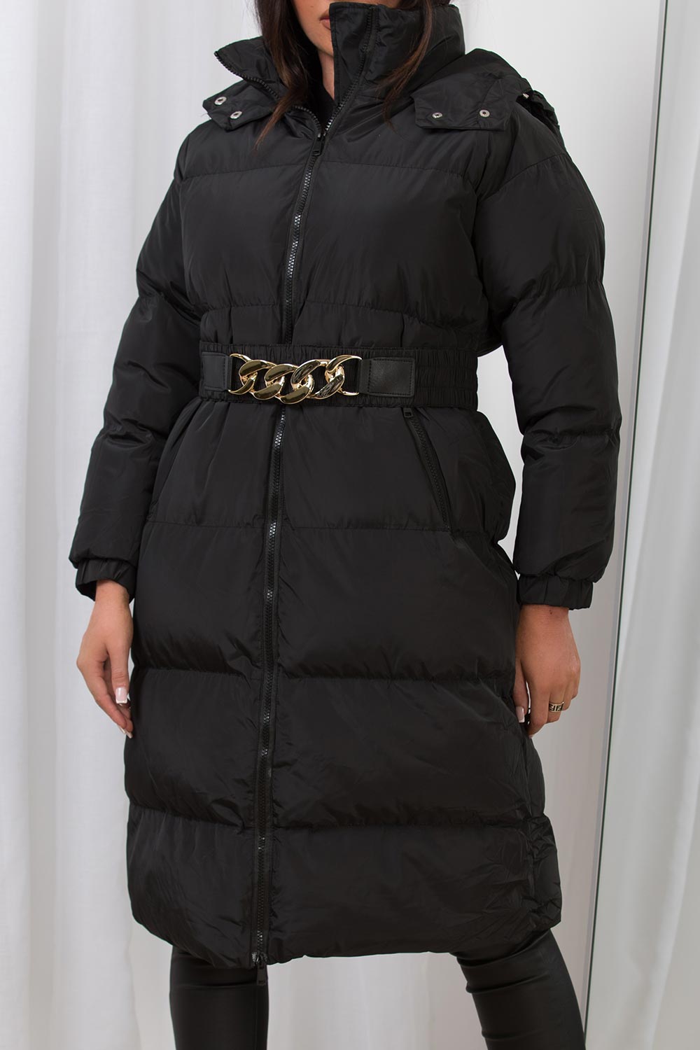 long puffer jacket black