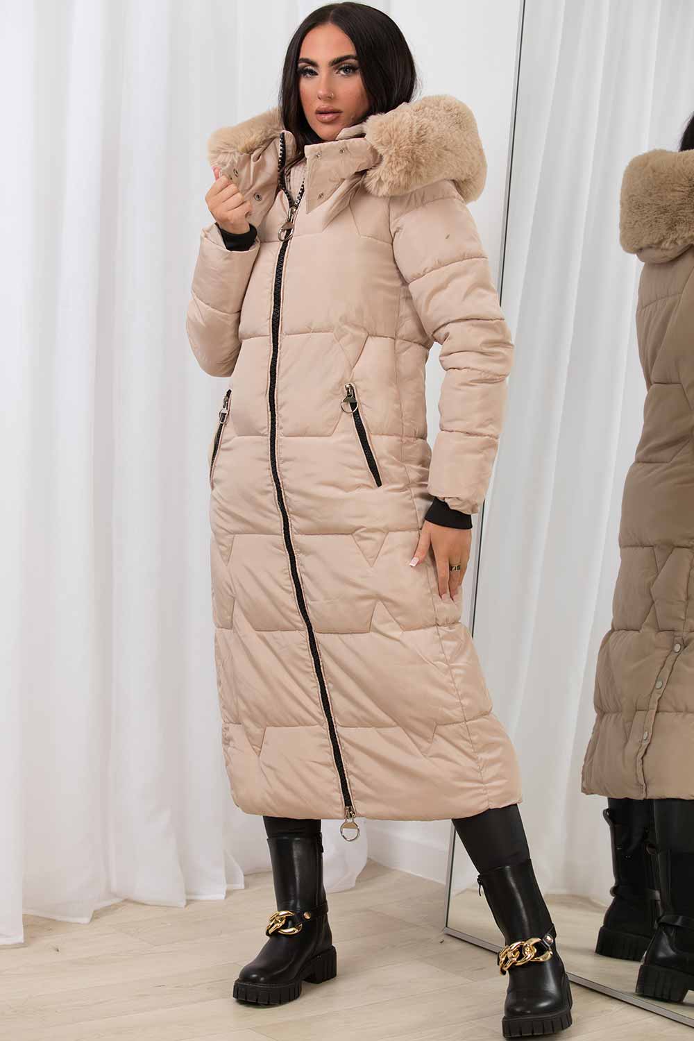 padded hooded puffer down coat