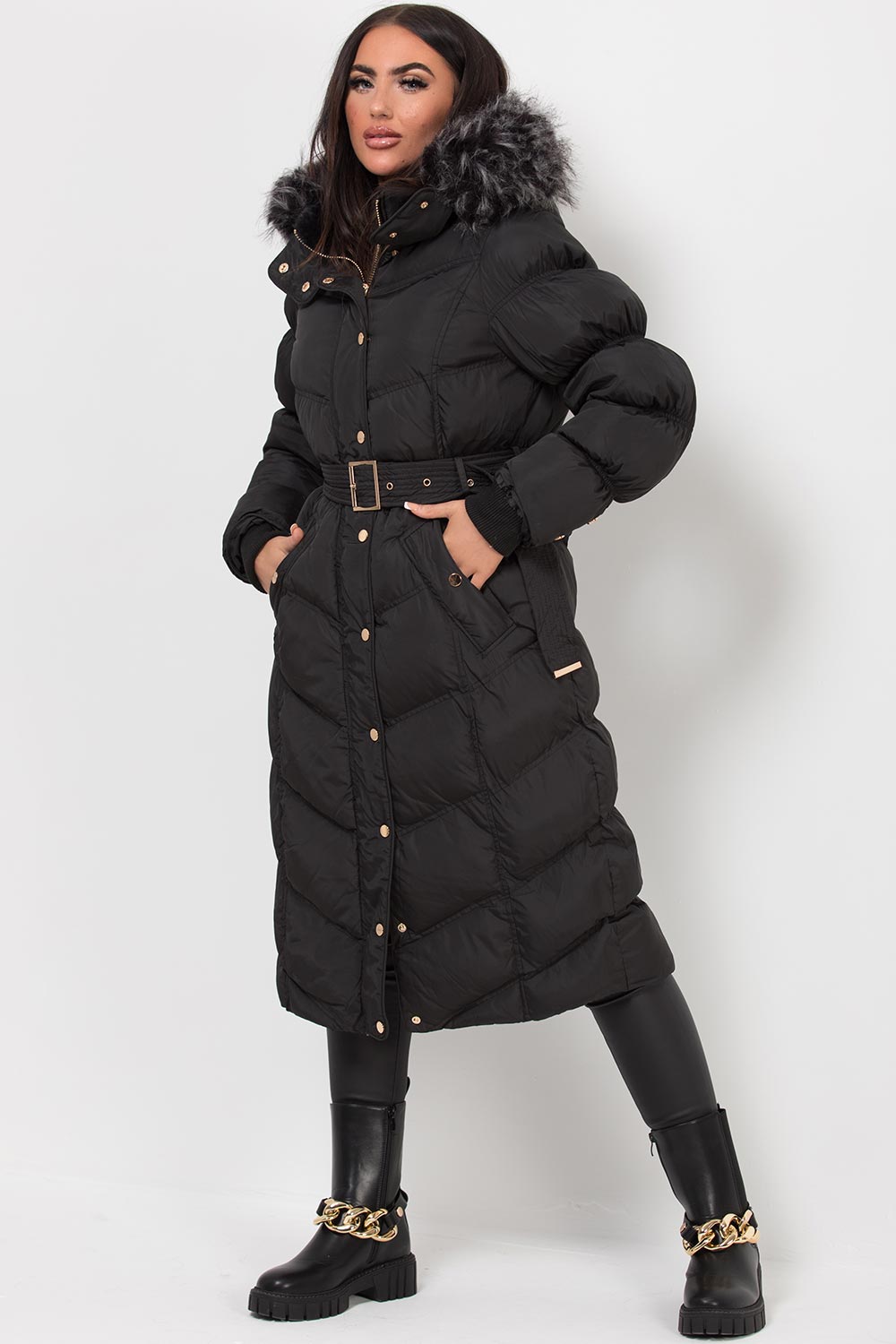 long black puffer jacket