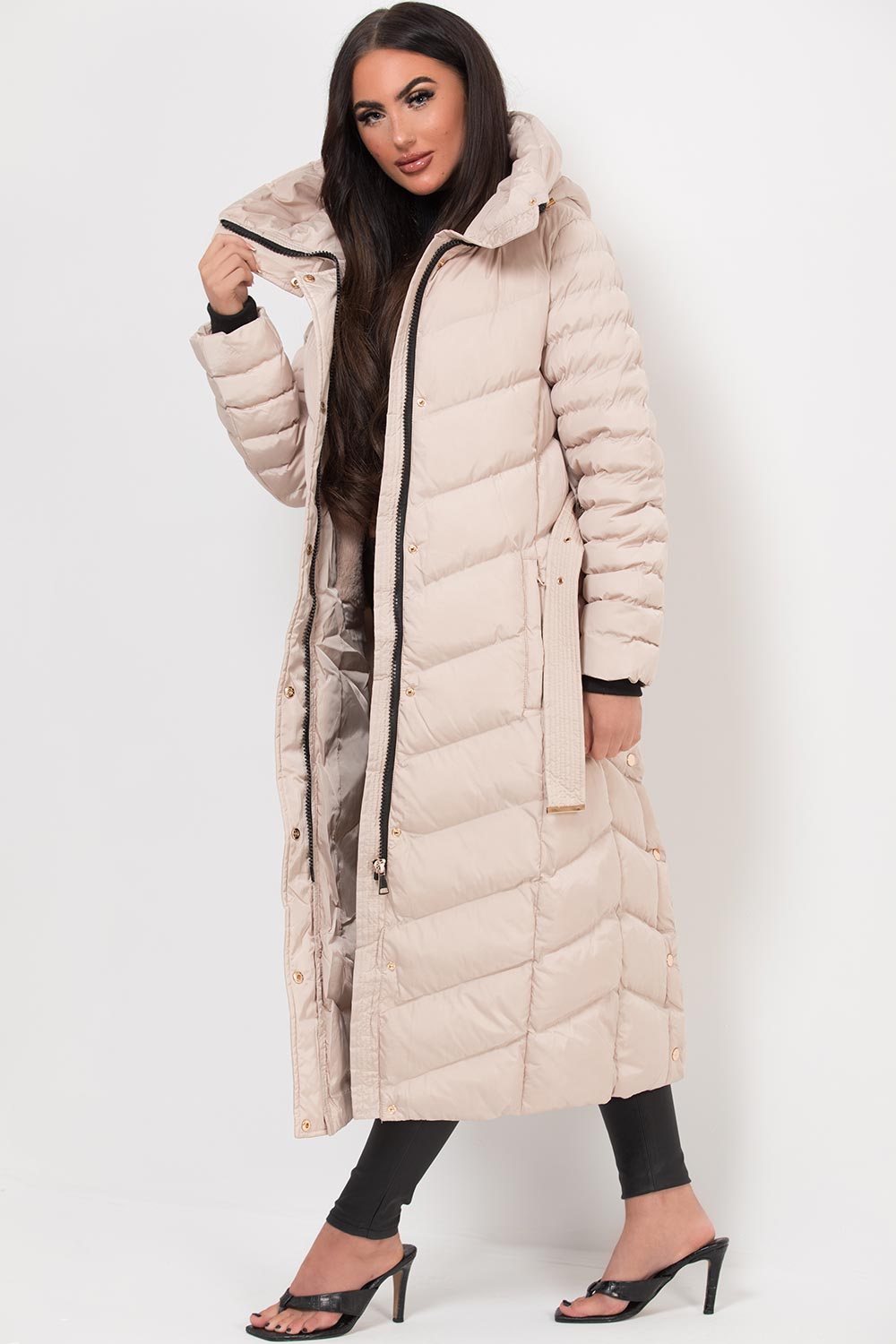 longline puffer coat womens
