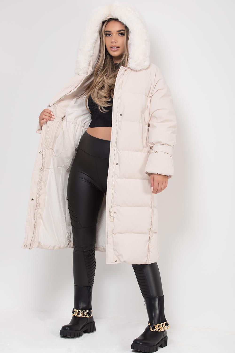 womens long duvet coat