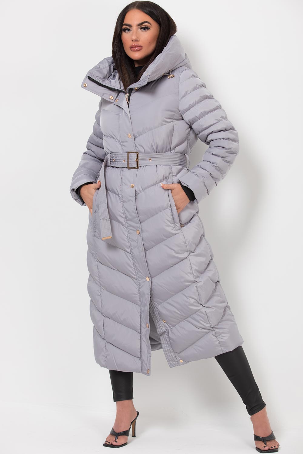 long padded down coat
