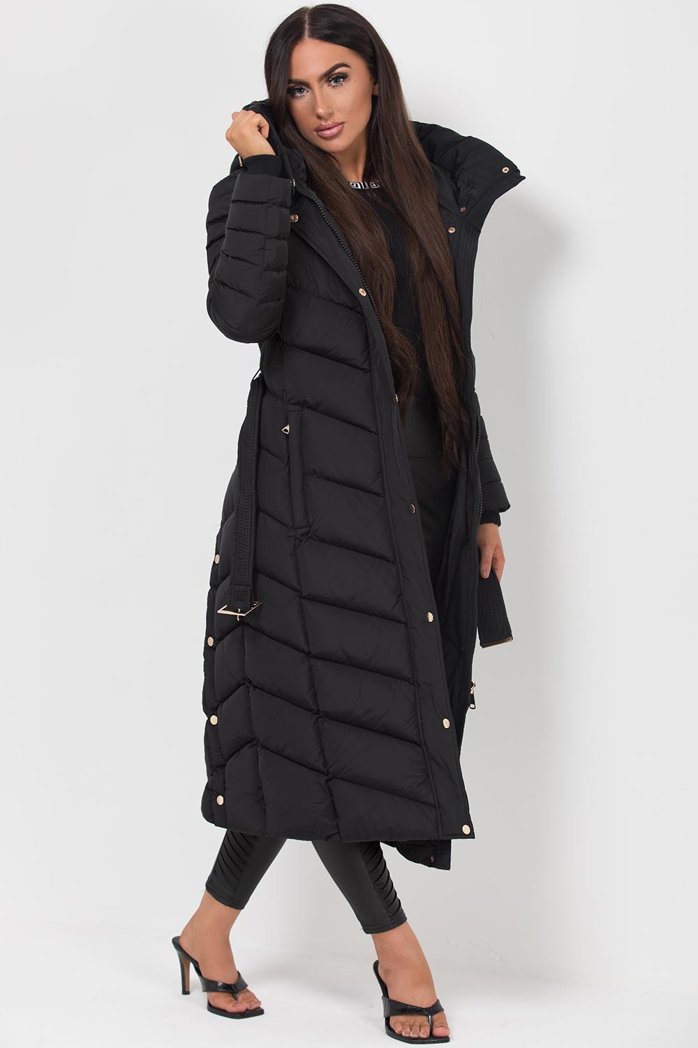 womens down coat black uk
