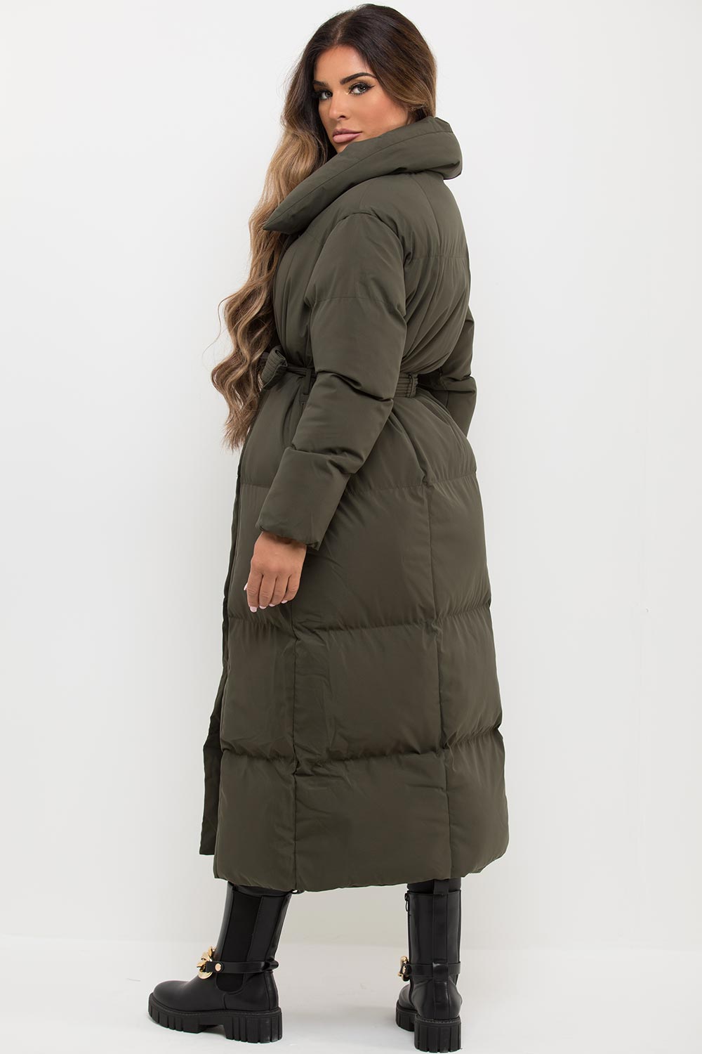 long padded duvet coat womens