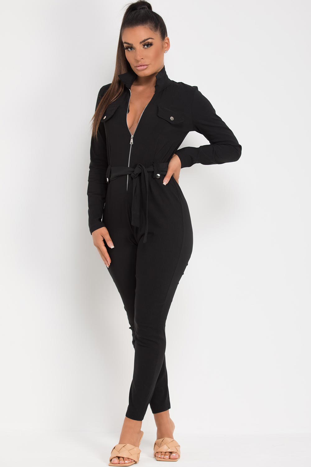 black long sleeve occasion jumpsuit