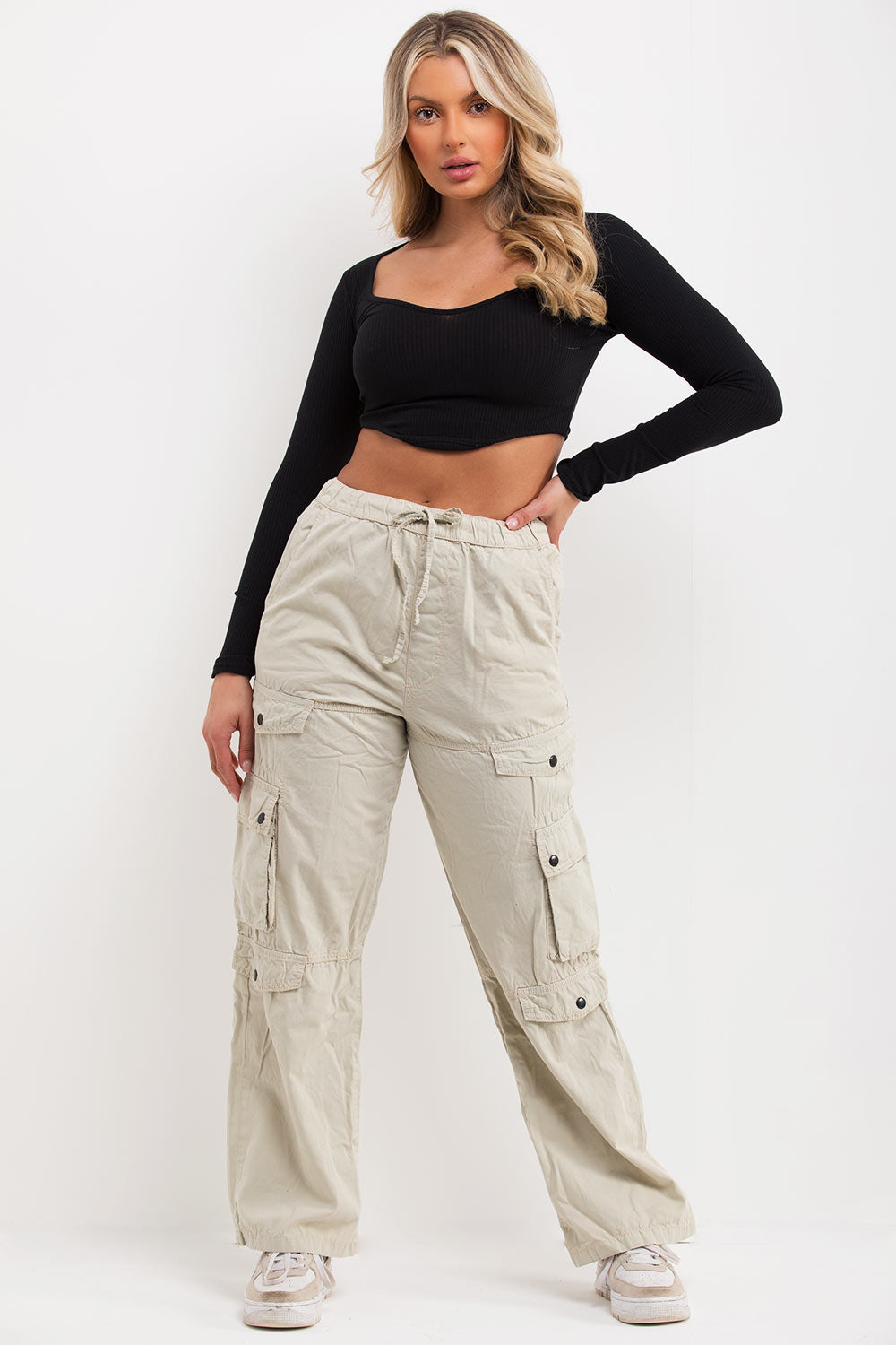 dip hem crop top with structured contour