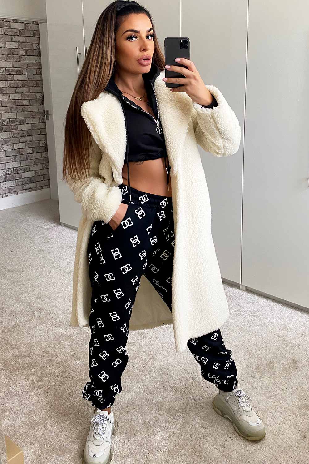 cream borg teddy coat