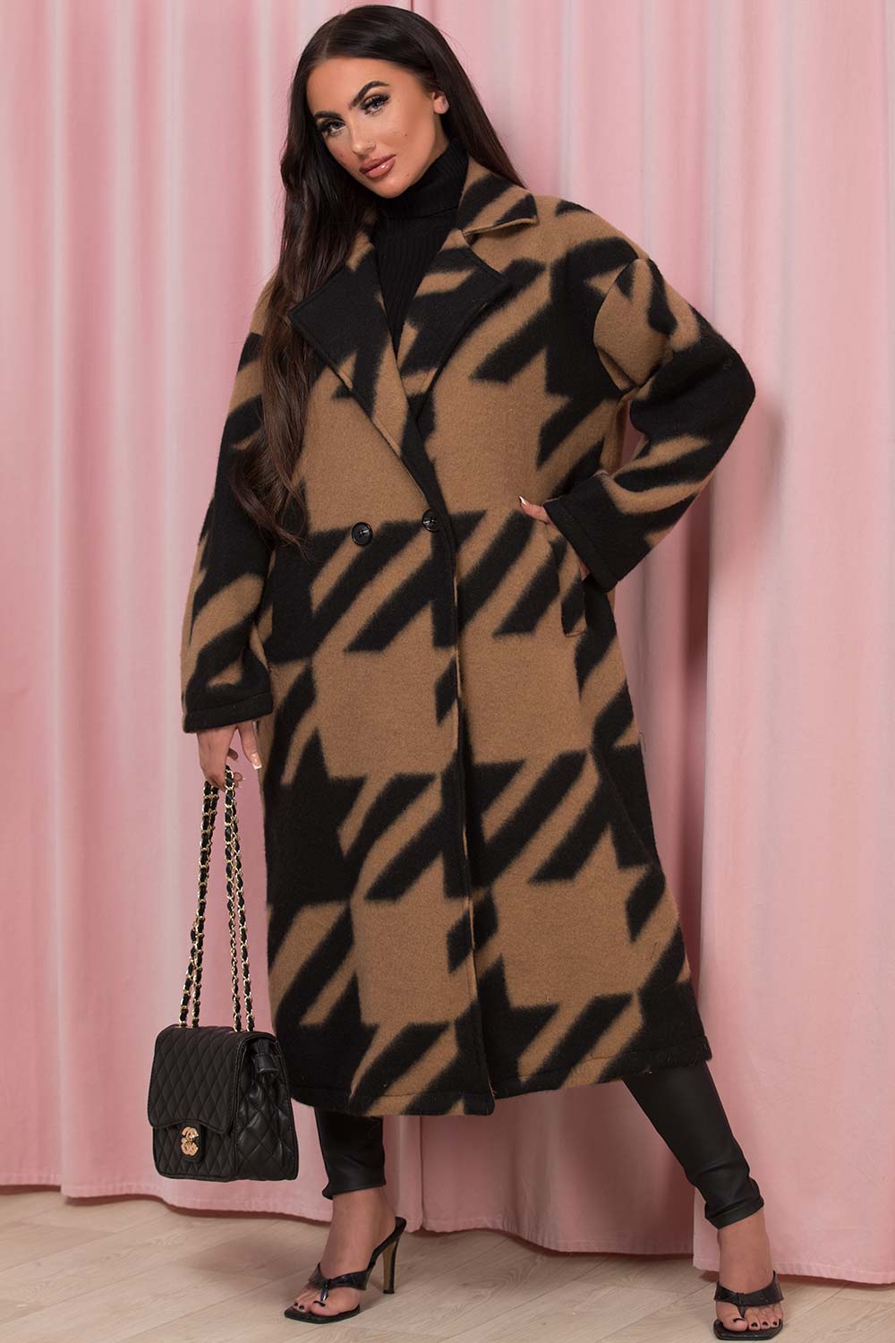 womens long dogtooth coat