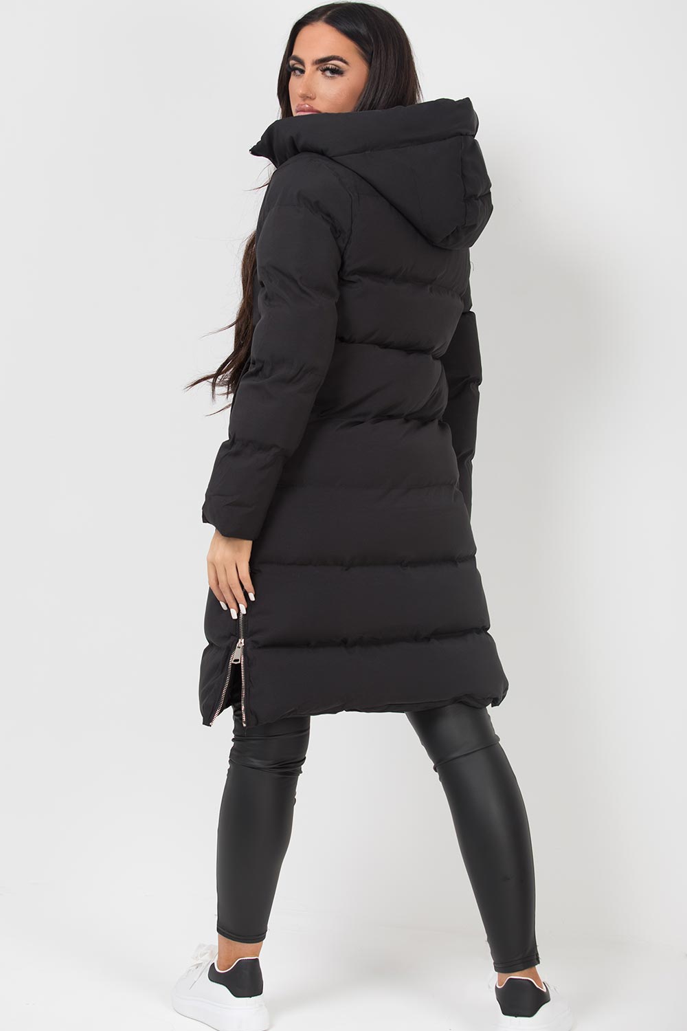 womens long puffer coat black