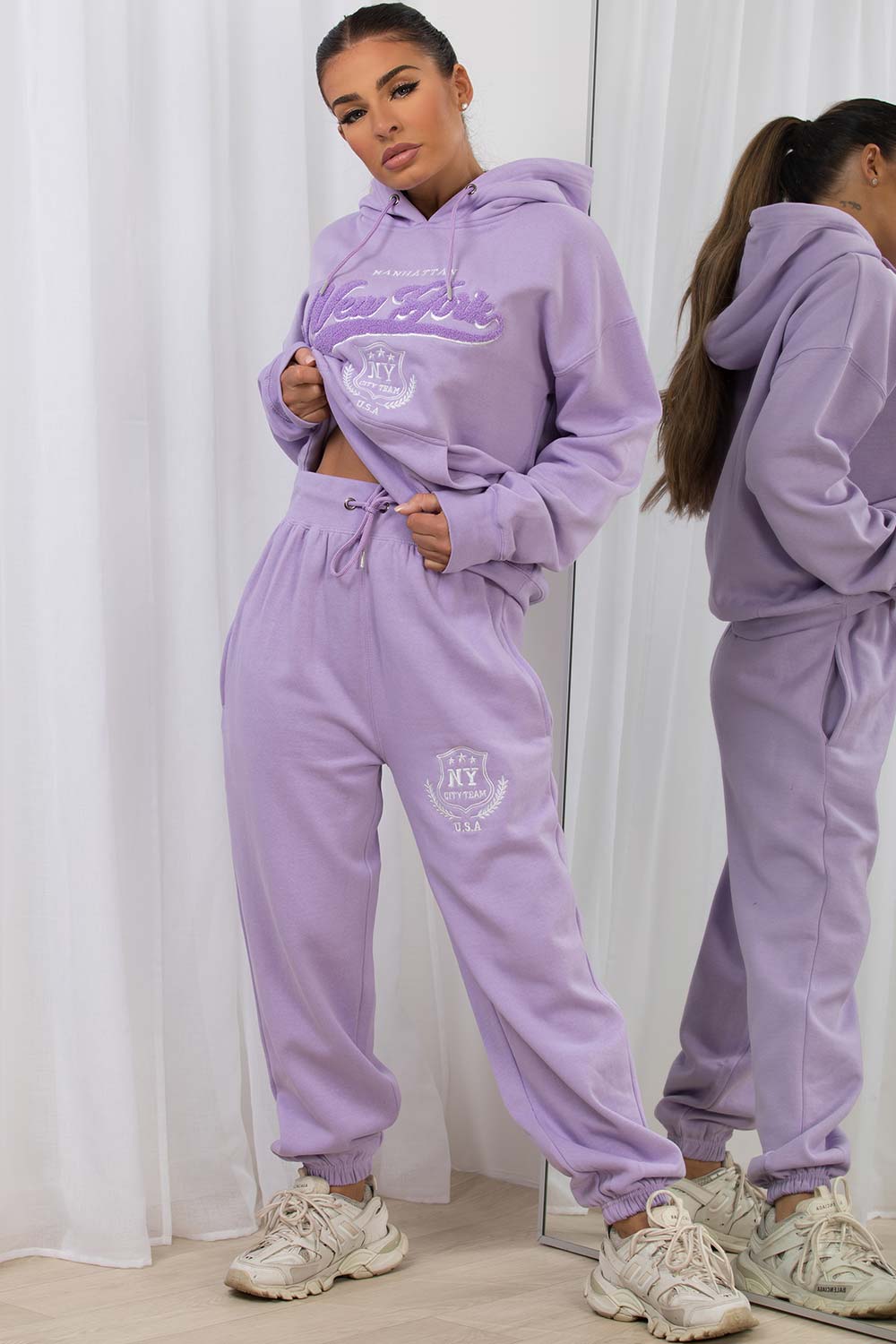 womens lounge set with new york embroidery