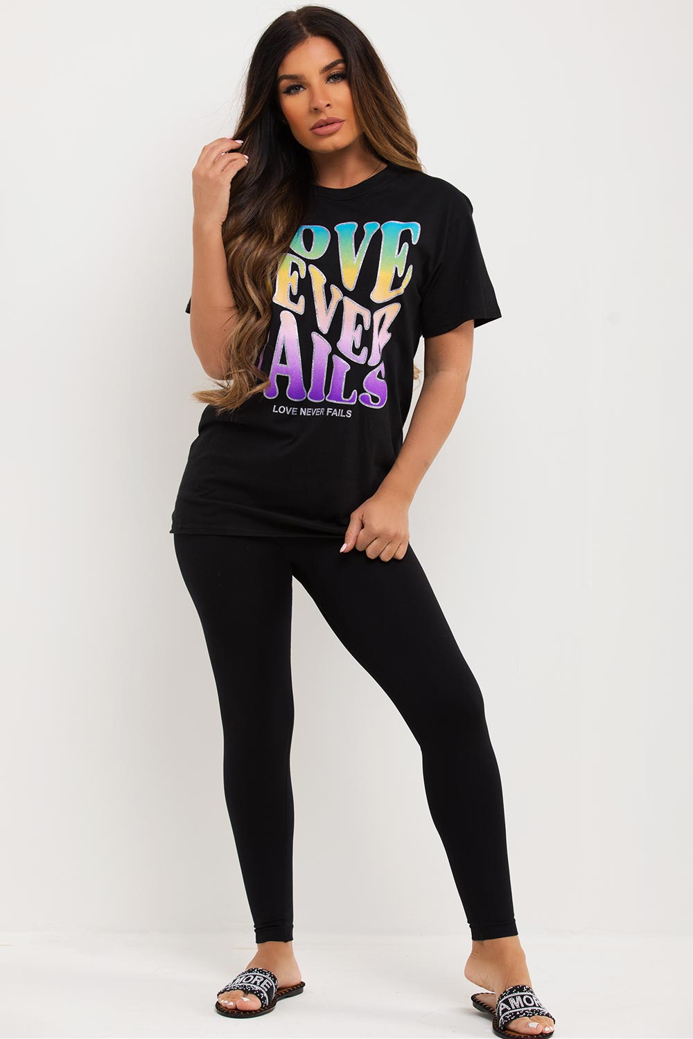 womens love never fails slogan oversized t shirt