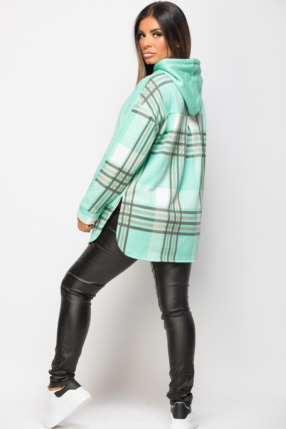 check back oversized mint green hoodie