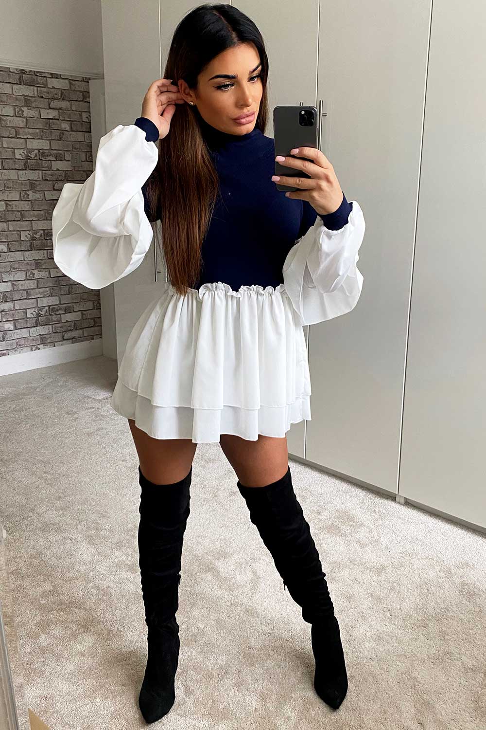 navy shirt jumper high neck