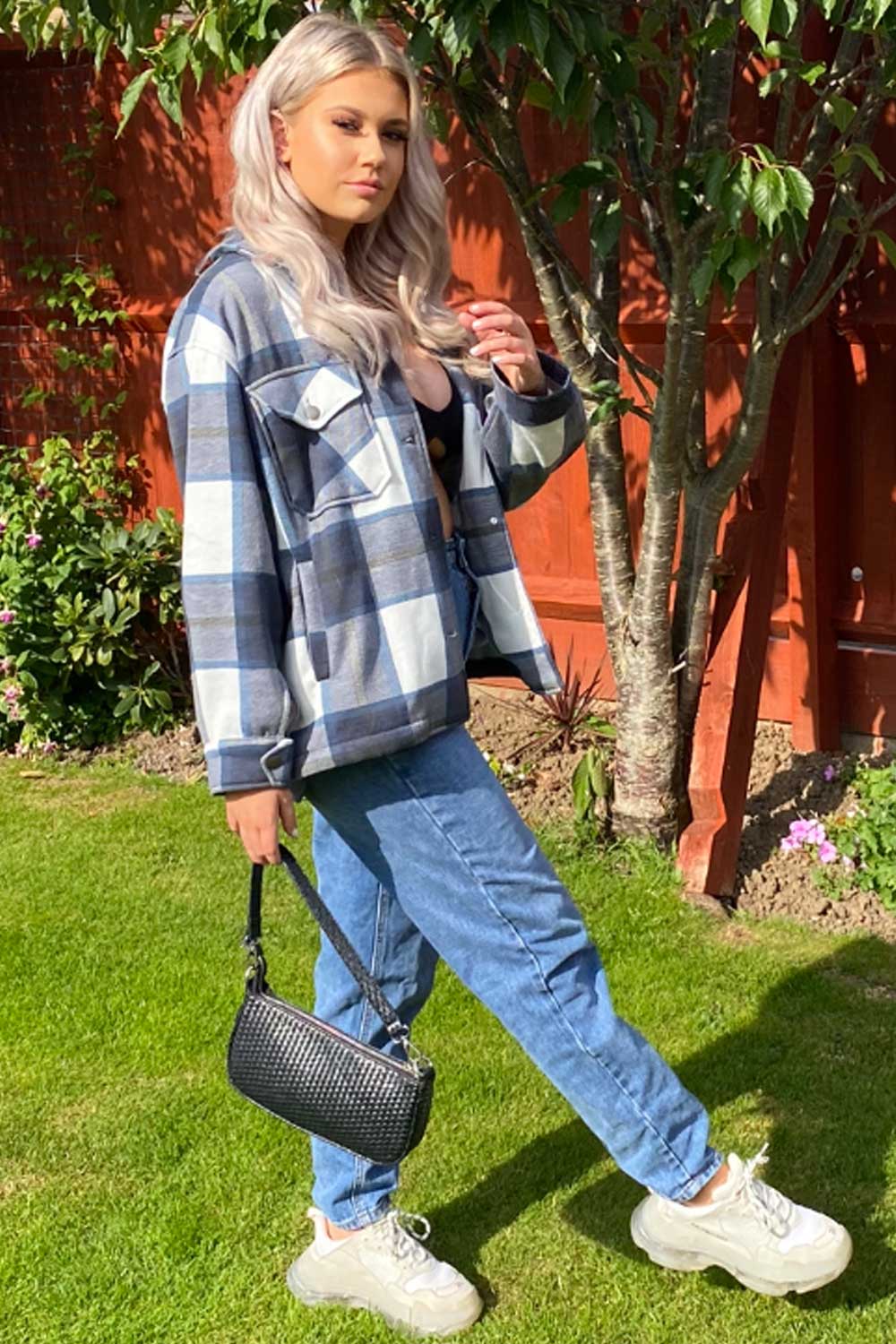 navy oversized trucker jacket womens