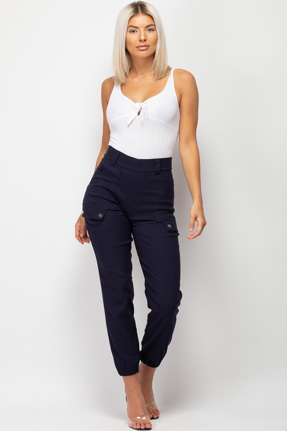 white tie front ribbed bodysuit