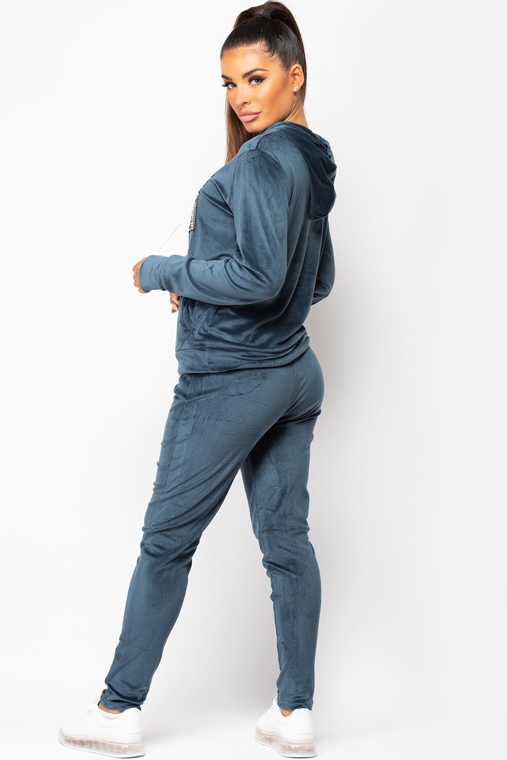 navy velour loungewear set