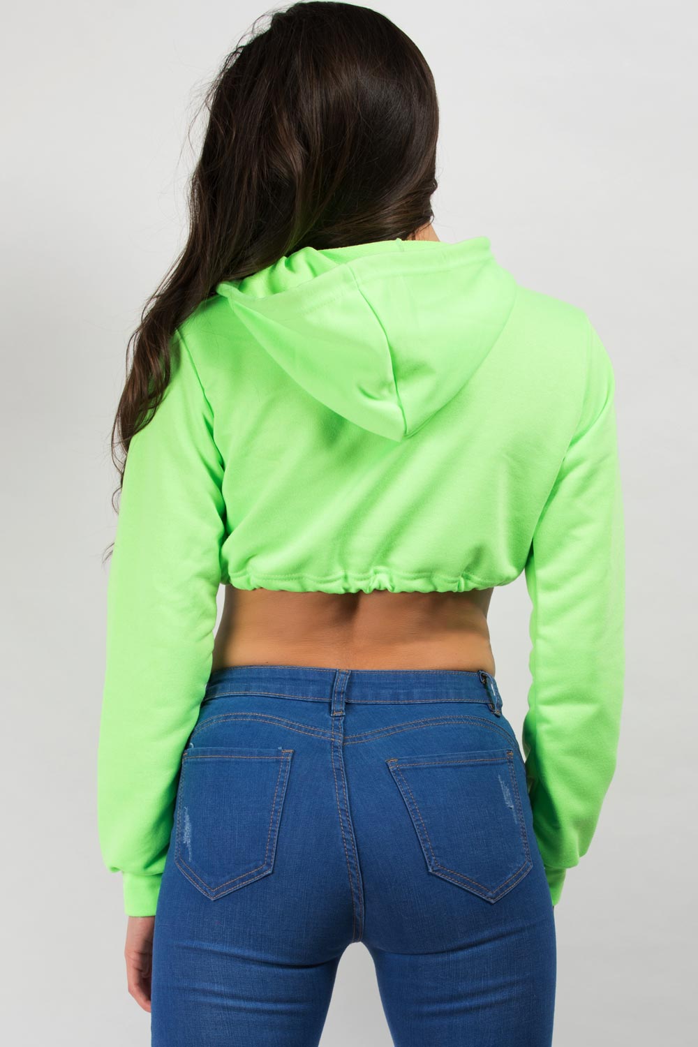 neon green crop hoodie