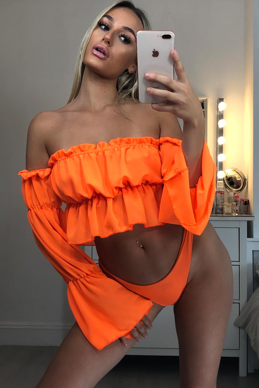 neon orange crop top