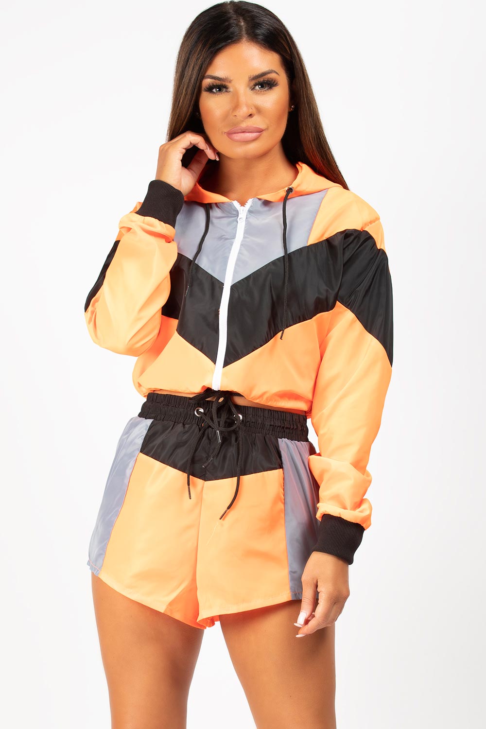 colour block shell suit