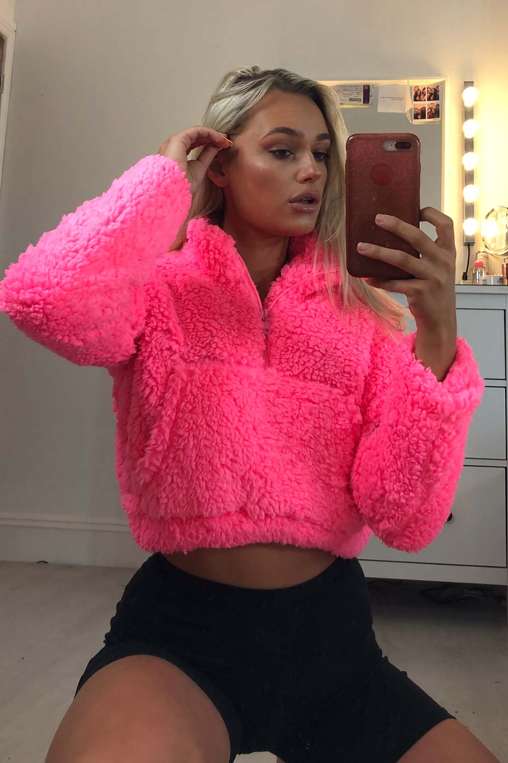 neon pink teddybear top