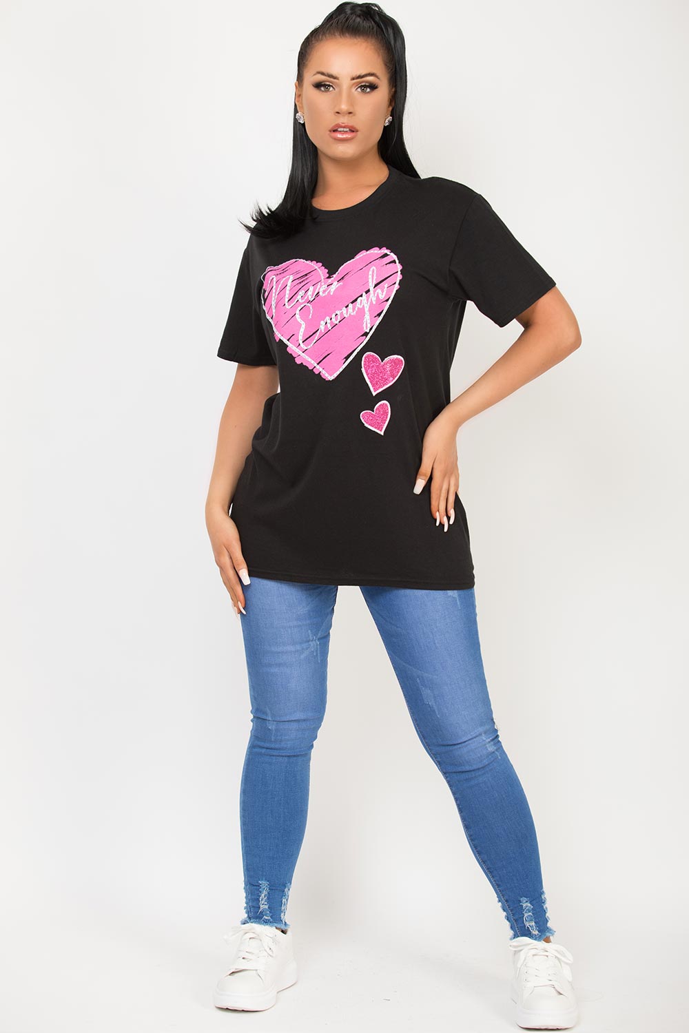 never enough heart print oversized t shirt