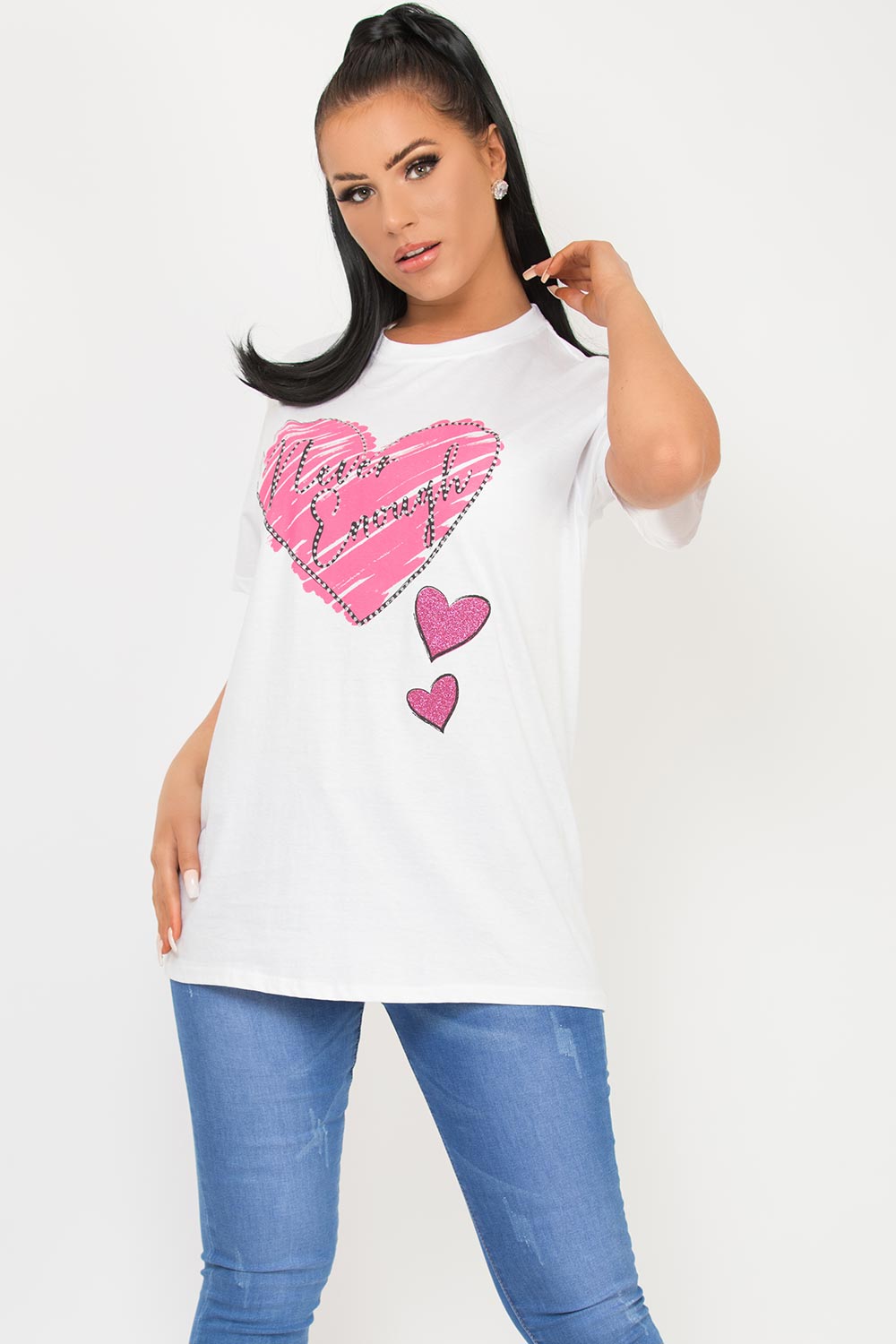 oversized t shirt with never enough slogan