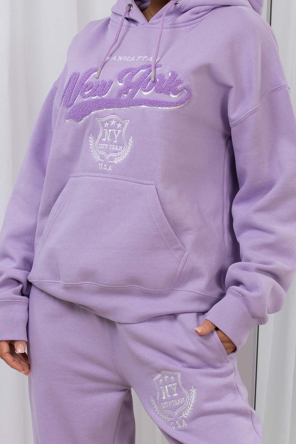 new york embroidery lounge set lilac