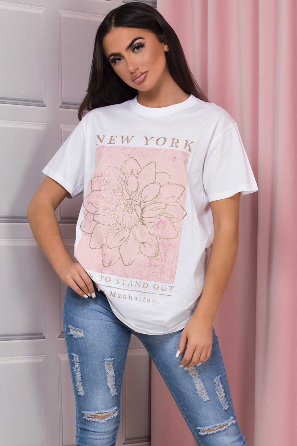 white slogan t shirt womens