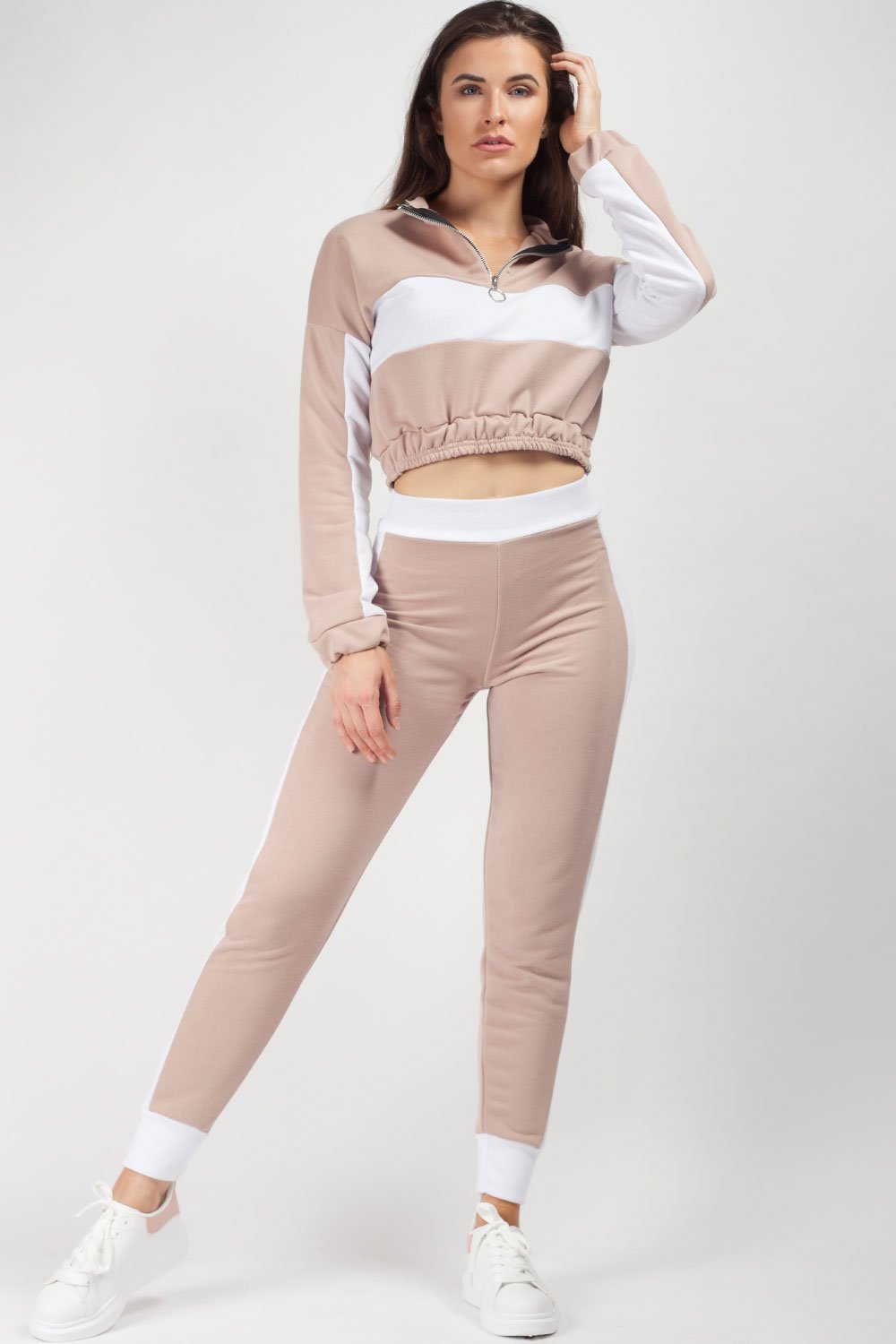 Black Cropped Sweater And Joggers Lounge Wear Set