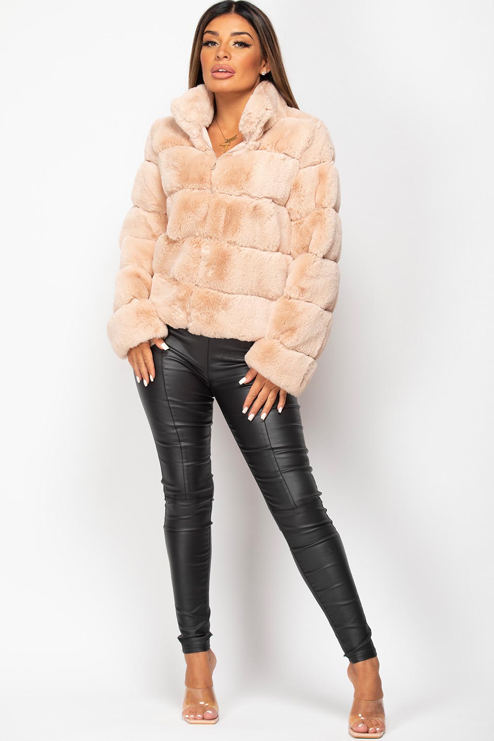 womens faux fur jacket short