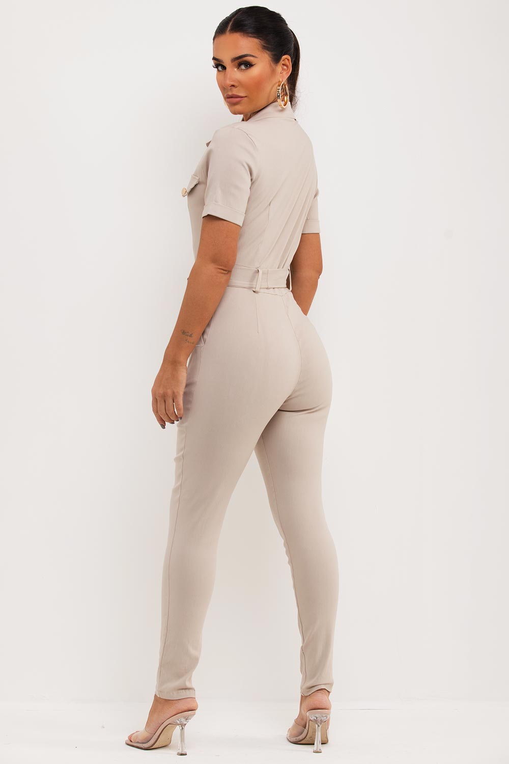 utility pocket zip front jumpsuit