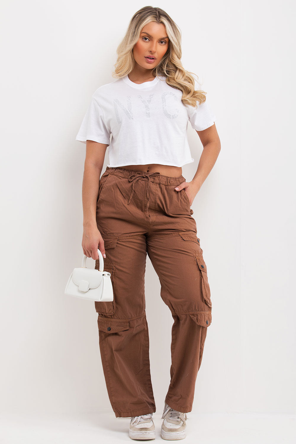 nyc diamante detail crop t shirt