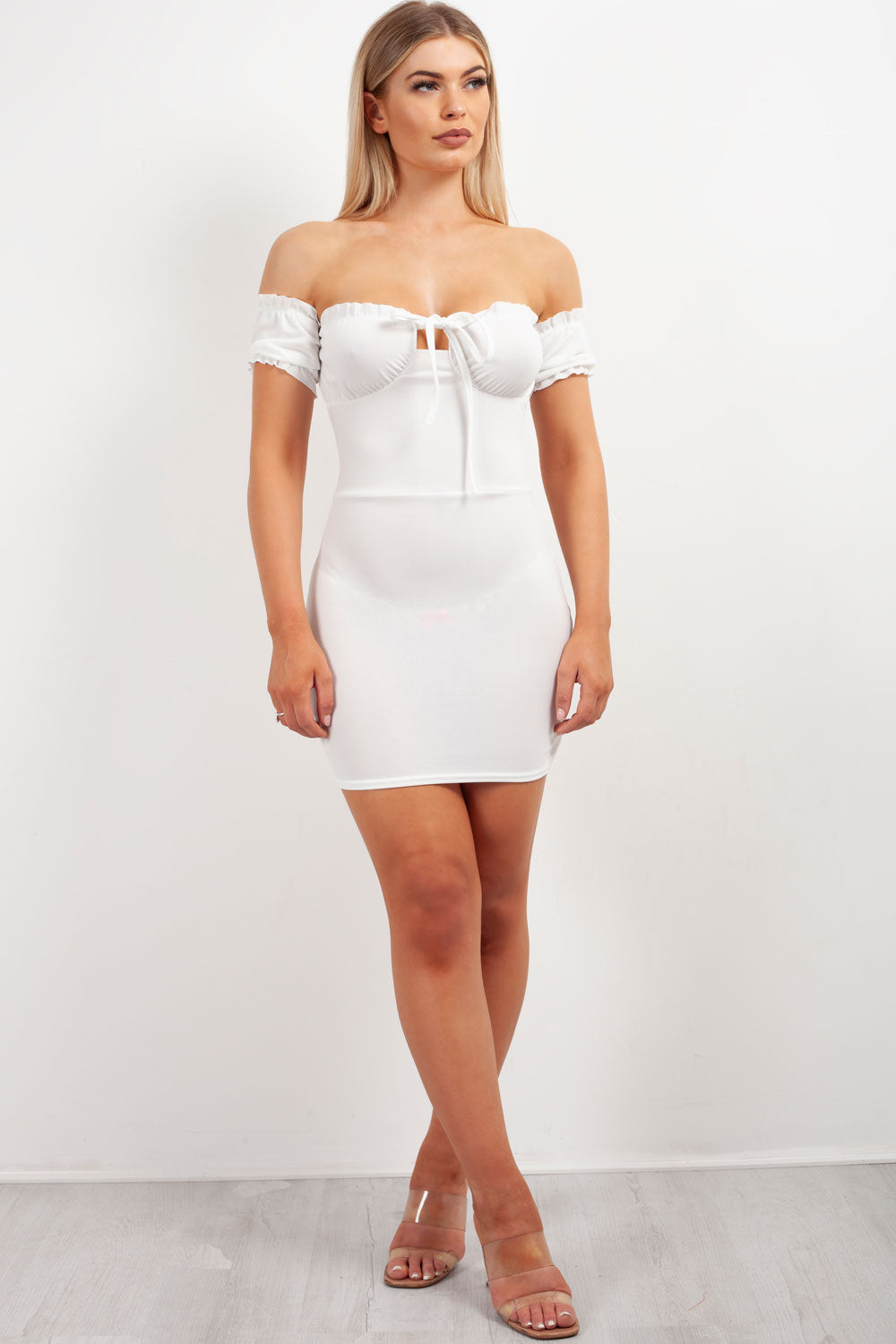 bardot milkmaid bodycon dress