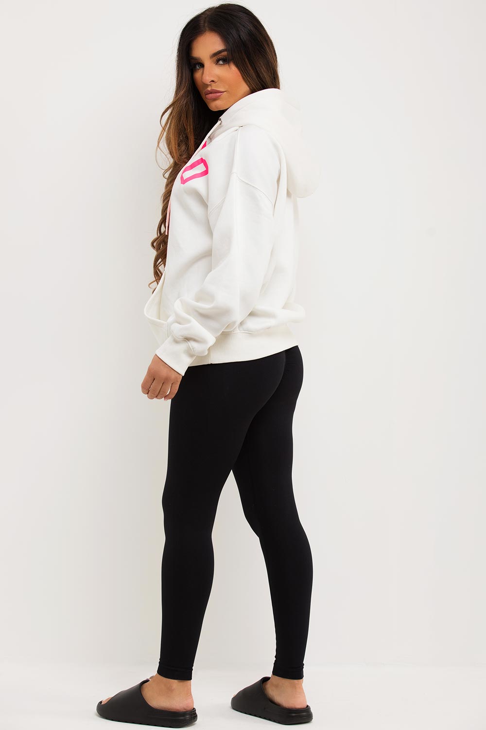 oversized hooded sweatshirt with chicago print sale