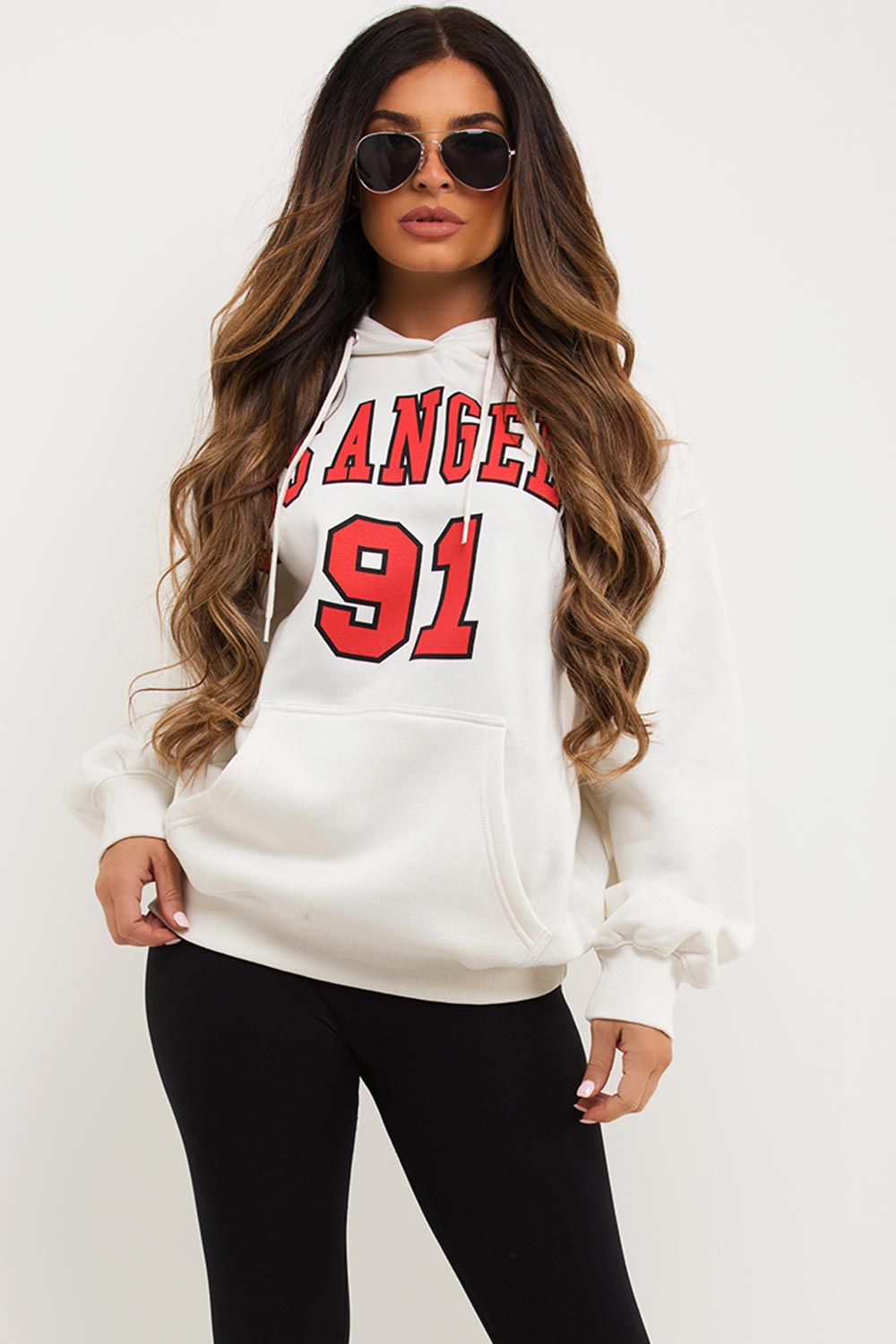 los angeles slogan oversized hoodie