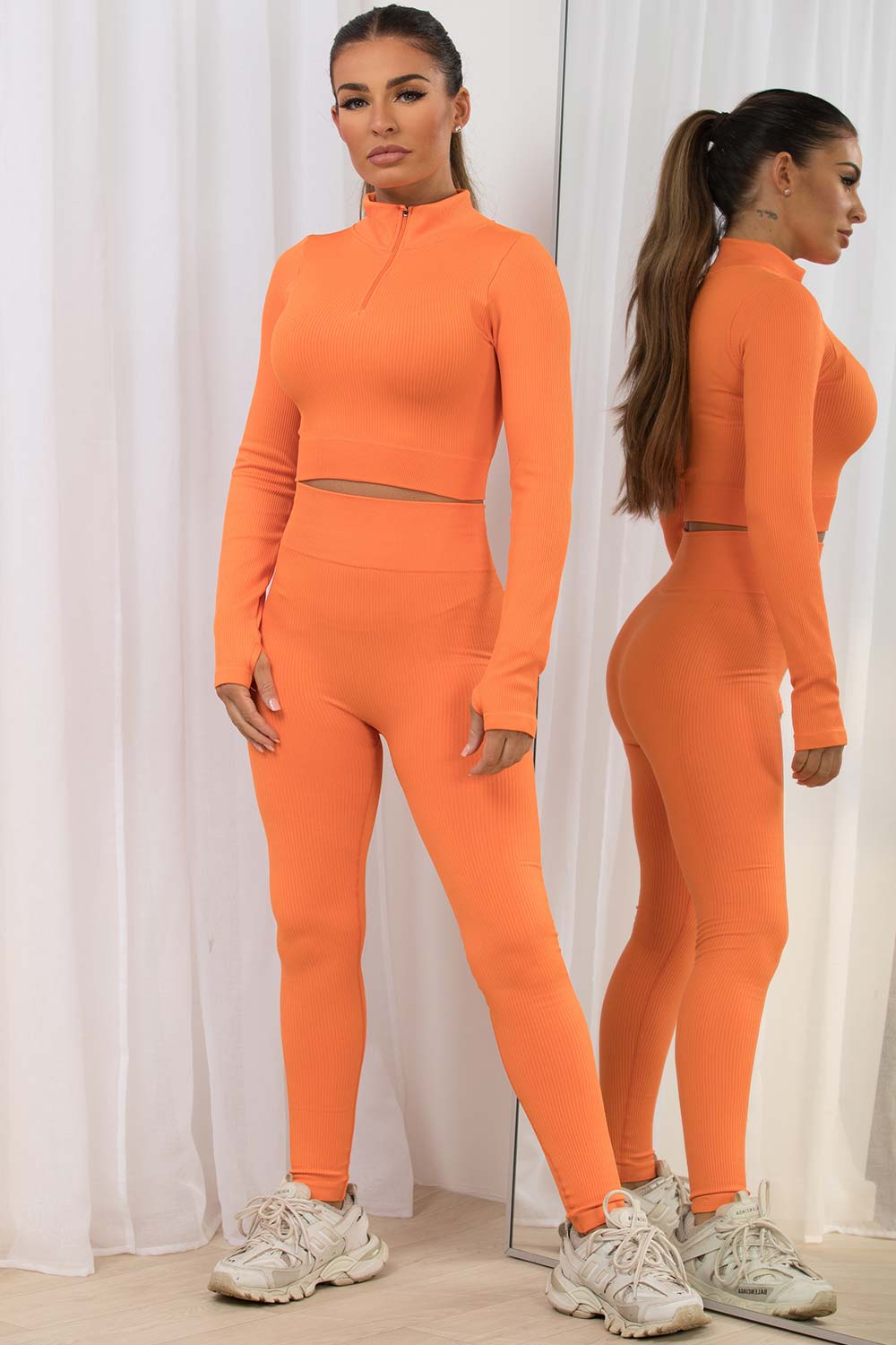 ribbed lounge wear co ord set gym wear