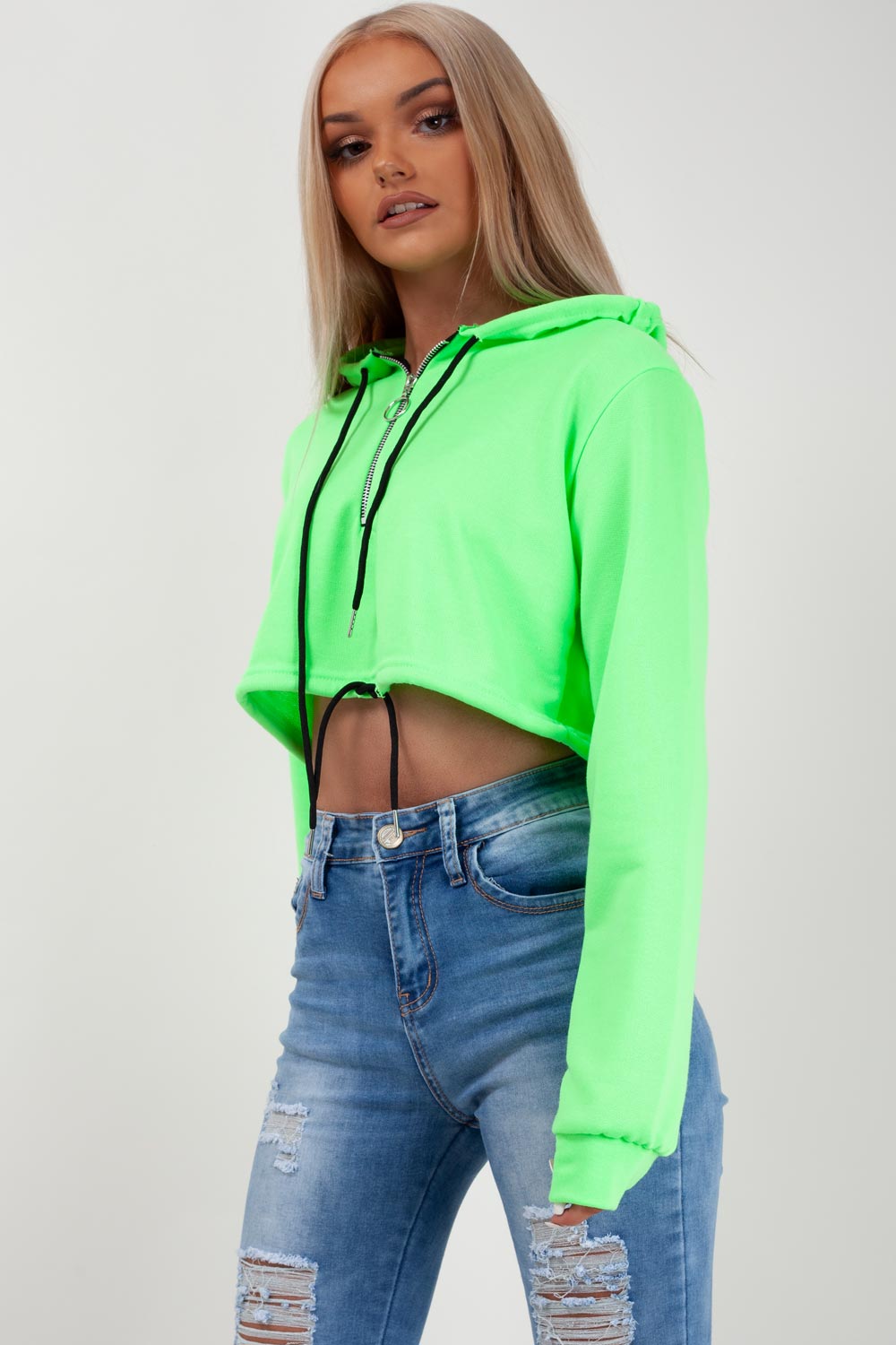 oversized crop hoodie neon green